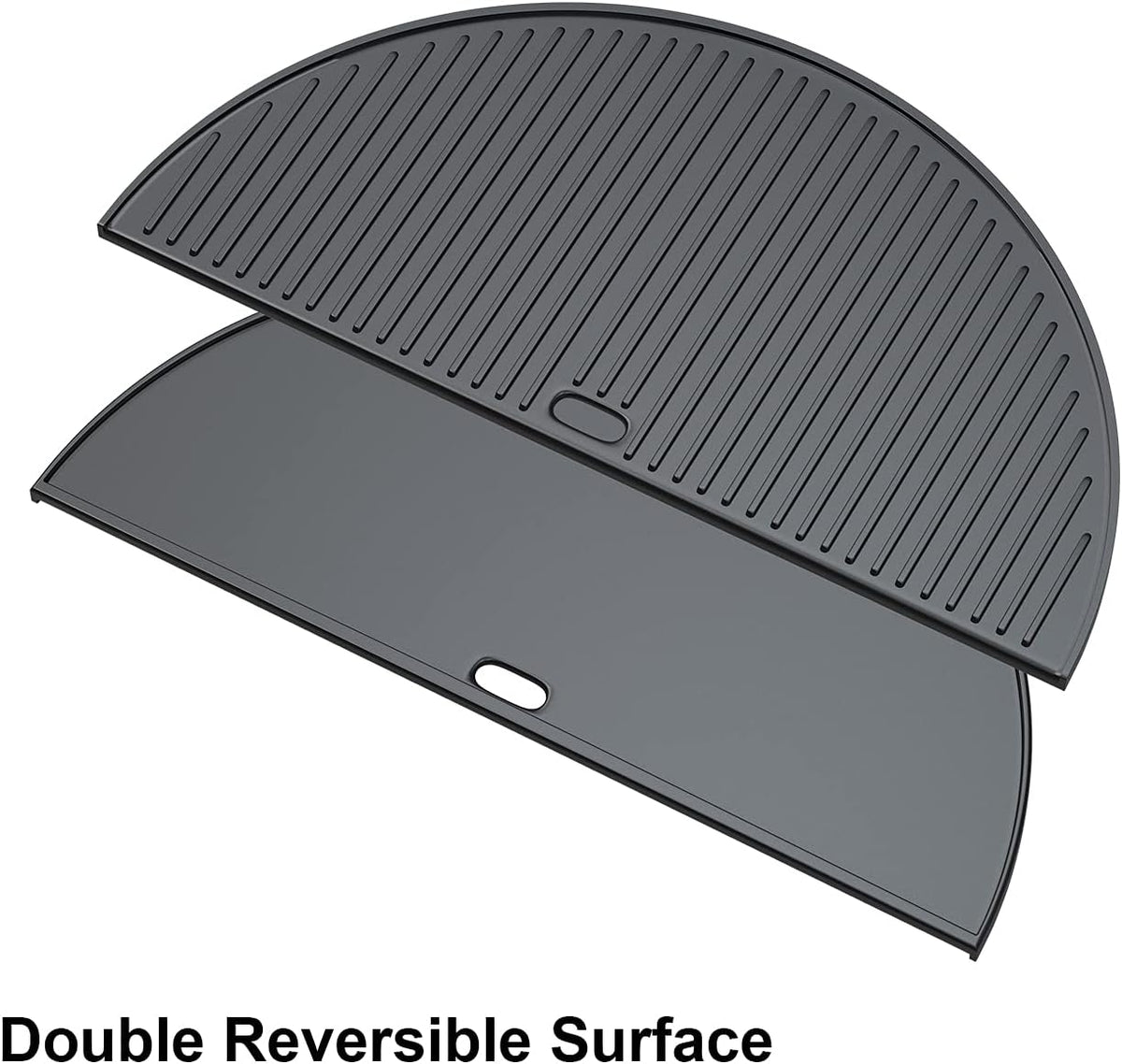 18" Half Moon Cast Iron Reversible Griddle for Kamado Joe KJ-23RHC Classic II, KJ23NRHCI Classic III, KJ23RH Classic I, Stand-Alone Classic, Large Big Green Egg, Kamado Grill Replacement Part