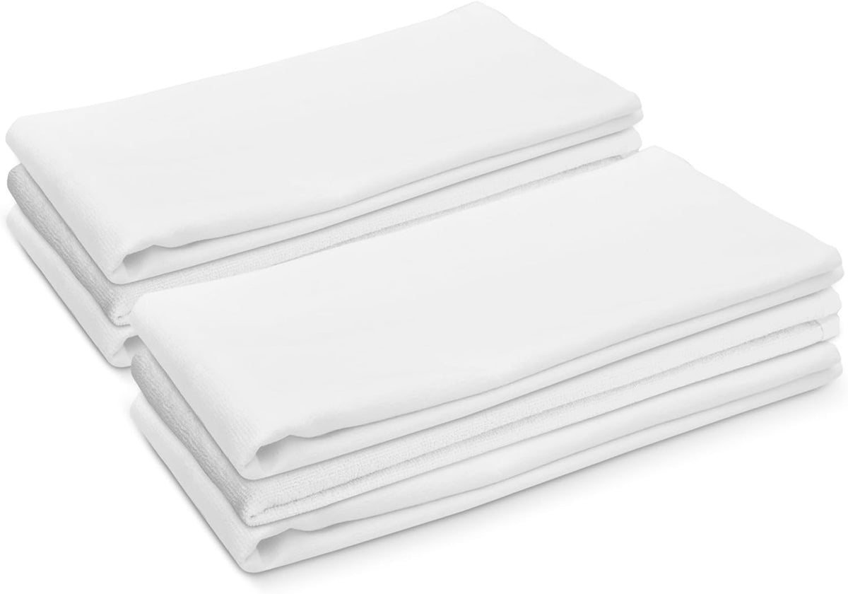 DG Collections Terry Dish Towels, 100% Cotton Kitchen Towels, Set of 6 (18x28 inch) Hand Towels - 400 GSM, Absorbent Terry Cloth Dish Towels for Kitchen, Soft Tea Towels - White Color