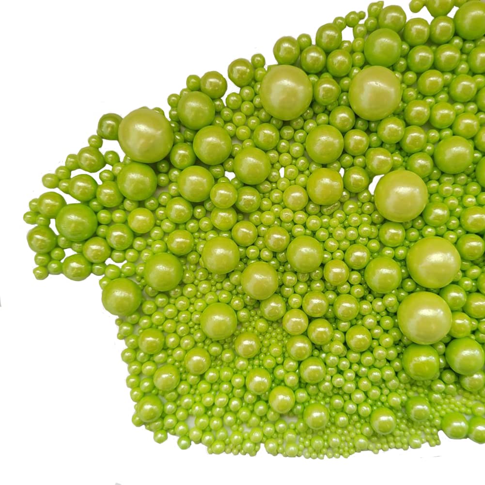 Edible Green Sugar Pearls Candy Sprinkles 120G/ 4.23Ounce Baking Cake Sprinkles Cupcake and Cake Topper Cookie Decorations Wedding Party Valentines Halloween Christmas Supplies