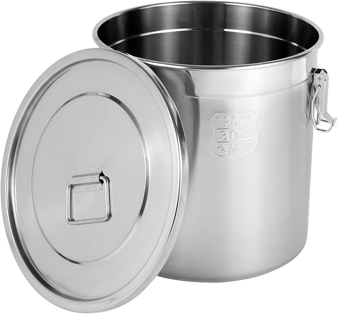 304 Stainless Steel Airtight Canister for Kitchen, 8.7Gal Canisters Container with Lids and Sturdy Locking Clamp,Bucket Food Storage Containers Airtight for Flour Coffee Bean Tea (33L)