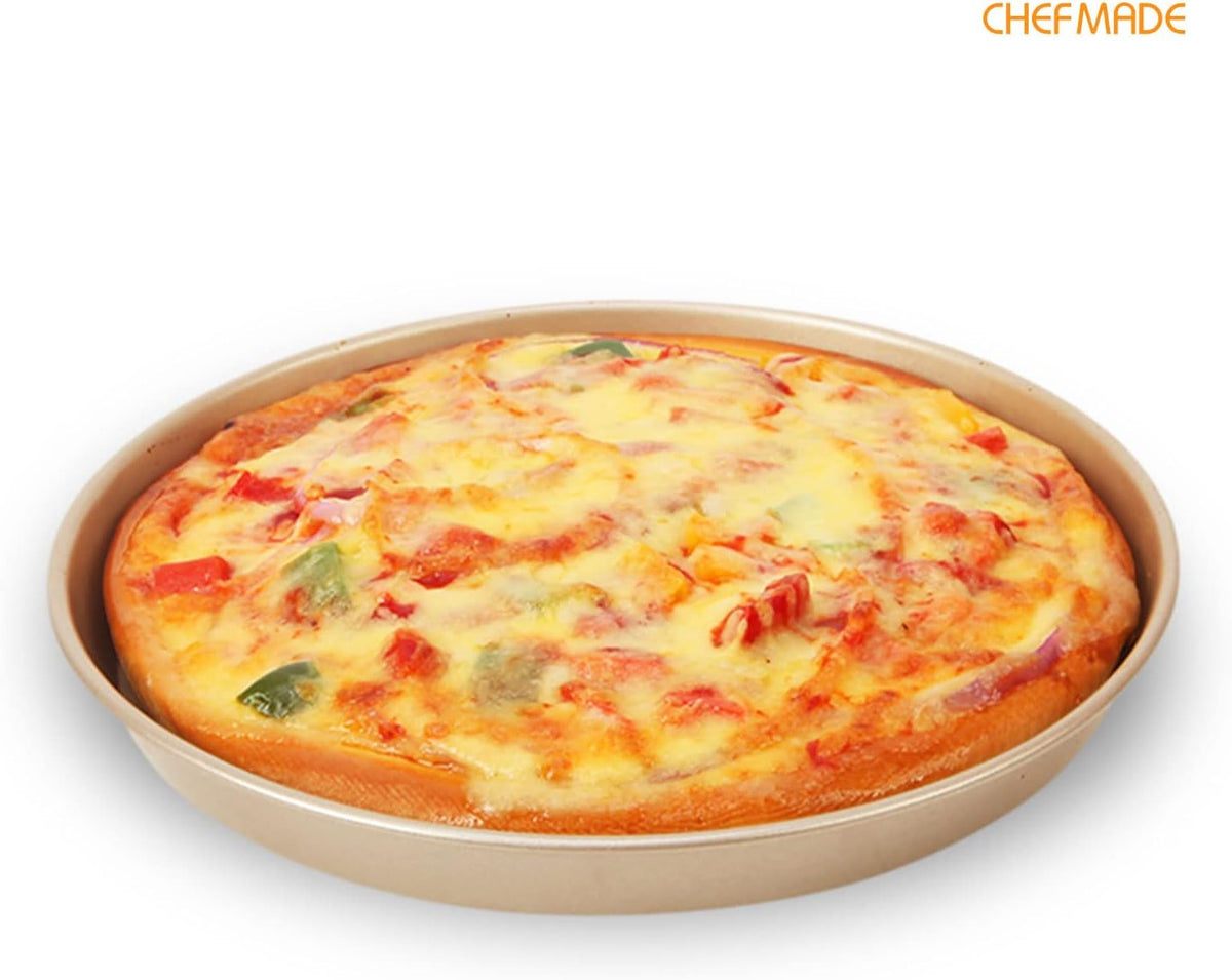 CHEFMADE Pizza Pan, 9-Inch Non-Stick Pancake Bakeware for Oven Baking (Champagne Gold)