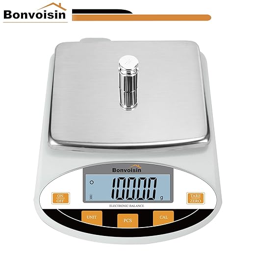 Bonvoisin Lab Scale 5000gx0.01g Digital Precision Analytical Balance 10mg High Precision Electronic Balance Jewelry Scale Kitchen Scale Scientific Scale Laboratory Scale Balance (5000gx0.01g)