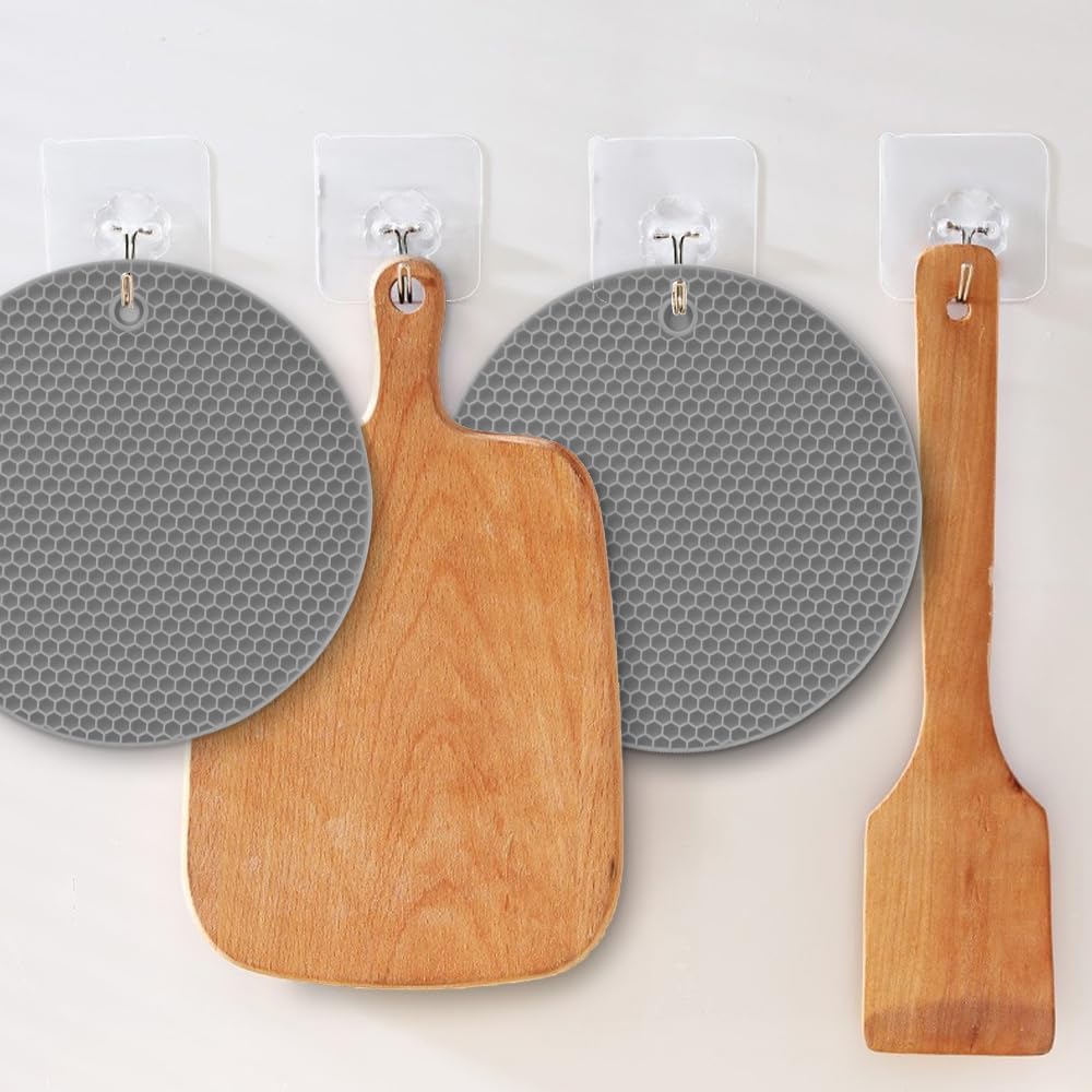 homEdge Silicone Square Trivets Mat, 6 Packs Multipurpose Non Slip Heat Resistant Pot Holder-Gray