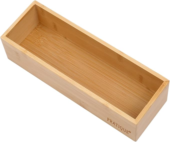 Bamboo Drawer Organizer - Kitchen Utensil Organizer Silverware Tray Cutlery Holder，Office Desk Supplies and Accessories (8.9x3x2.6 inch)