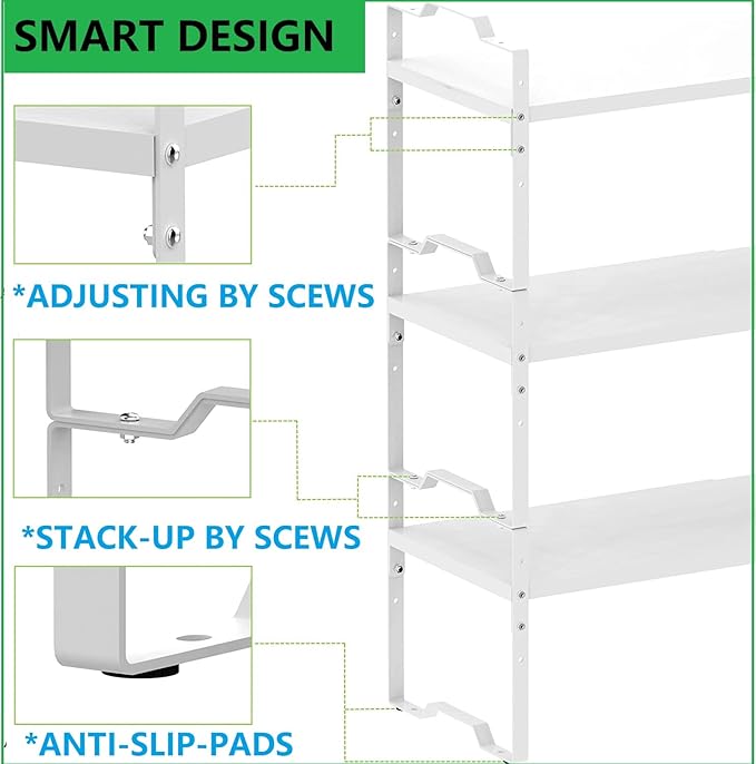 Expandable Shelf for Cabinet Organizer Adjustable Stackable Spice Rack at Kitchen and Bathroom More, Counter Countertop Cupboard Organization Pantry Storage(MEDIUM/3PACKS/WHITE)