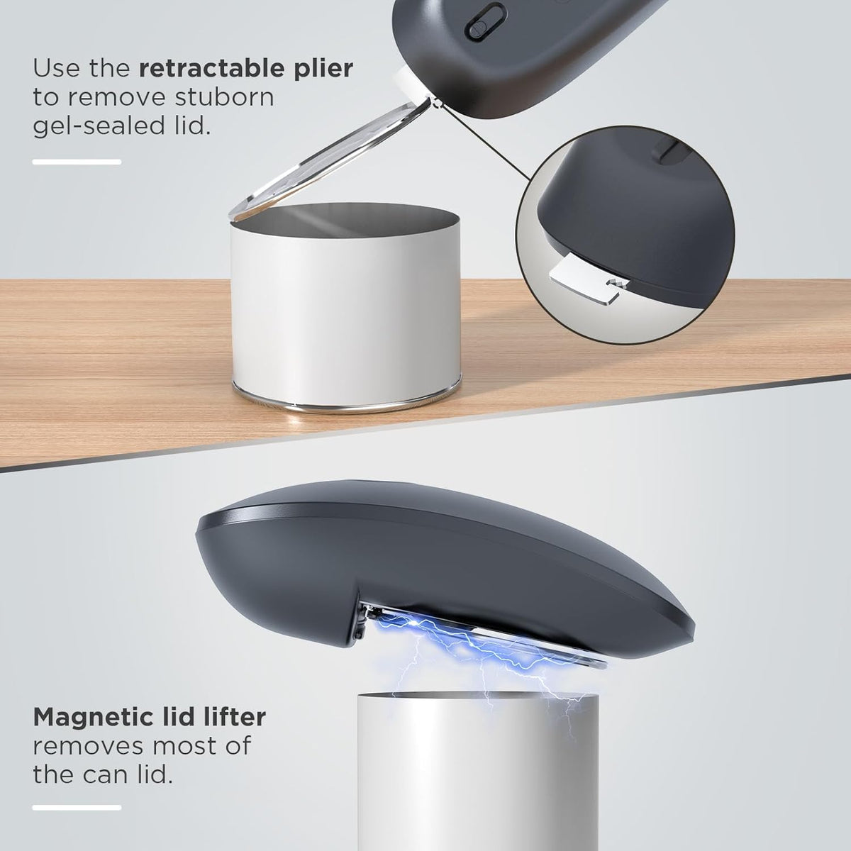 Ultrablde SE - USB Rechargeable Electric Can Opener for Kitchen for Seniors with Arthritis- Cordless Battery Powered Automatic, Side Cut, Smooth Edge, Handsfree, for Small or Large Cans, Grey