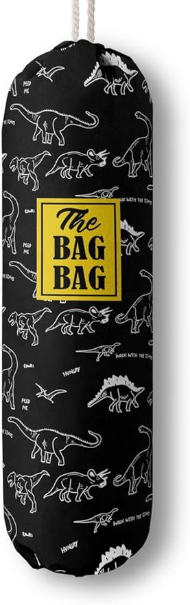 HiLus Dinosaur Pattern Grocery Bags Holder, Wall Mount Plastic Bags Storage Container Dispenser, Kitchen Organizer (H-18)