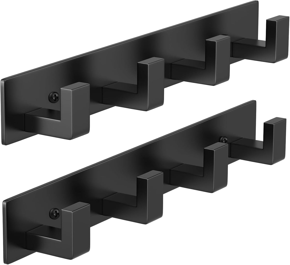 PMMASTO Coat Rack Wall Mount, Coat Hooks Wall Hooks for Hanging, Stainless Steel Coat Hanger Towel Hooks for Bathrooms, Coat Rack Hat Rack (Black 4 Hooks, 2 Pack)