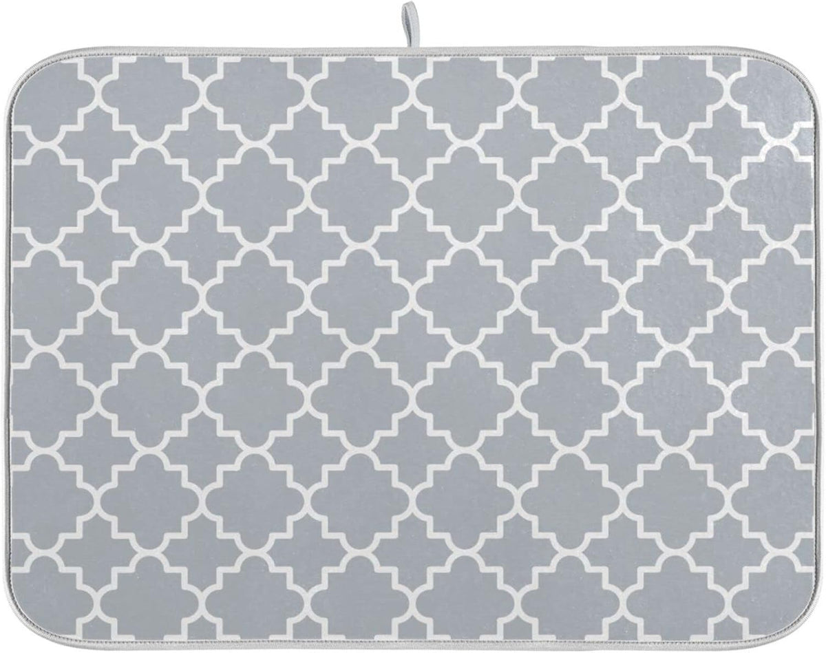 Senya Super Absorbent Dish Drying Mat, Microfiber Fast-Drying Dish Mat, 24'' x 18'', Kitchen Dish Drying Pad, Grey Moroccan, g295080429p523c558s1114