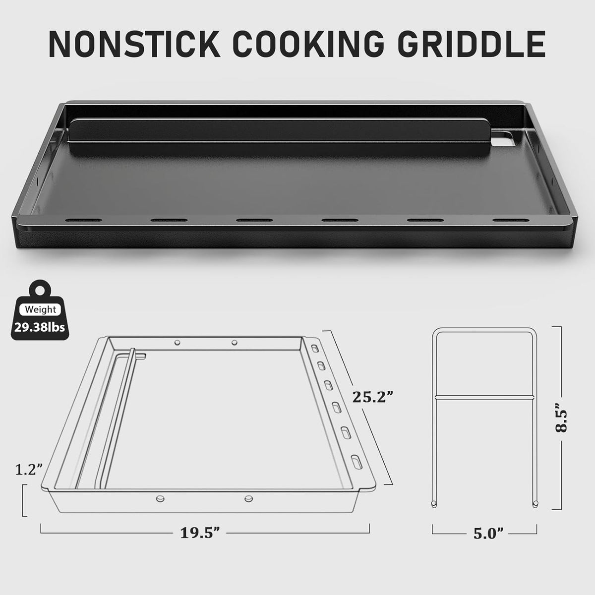 Utheer Ceramic Full Size Griddle Insert for Weber Genesis 300 Series E-310 E-320 E-330 S-310 (2007–2016), Replacement for Weber 7524/7528 – Nonstick,Easy Clean,Rust-Resistant,Even Heat for Outdoor BBQ
