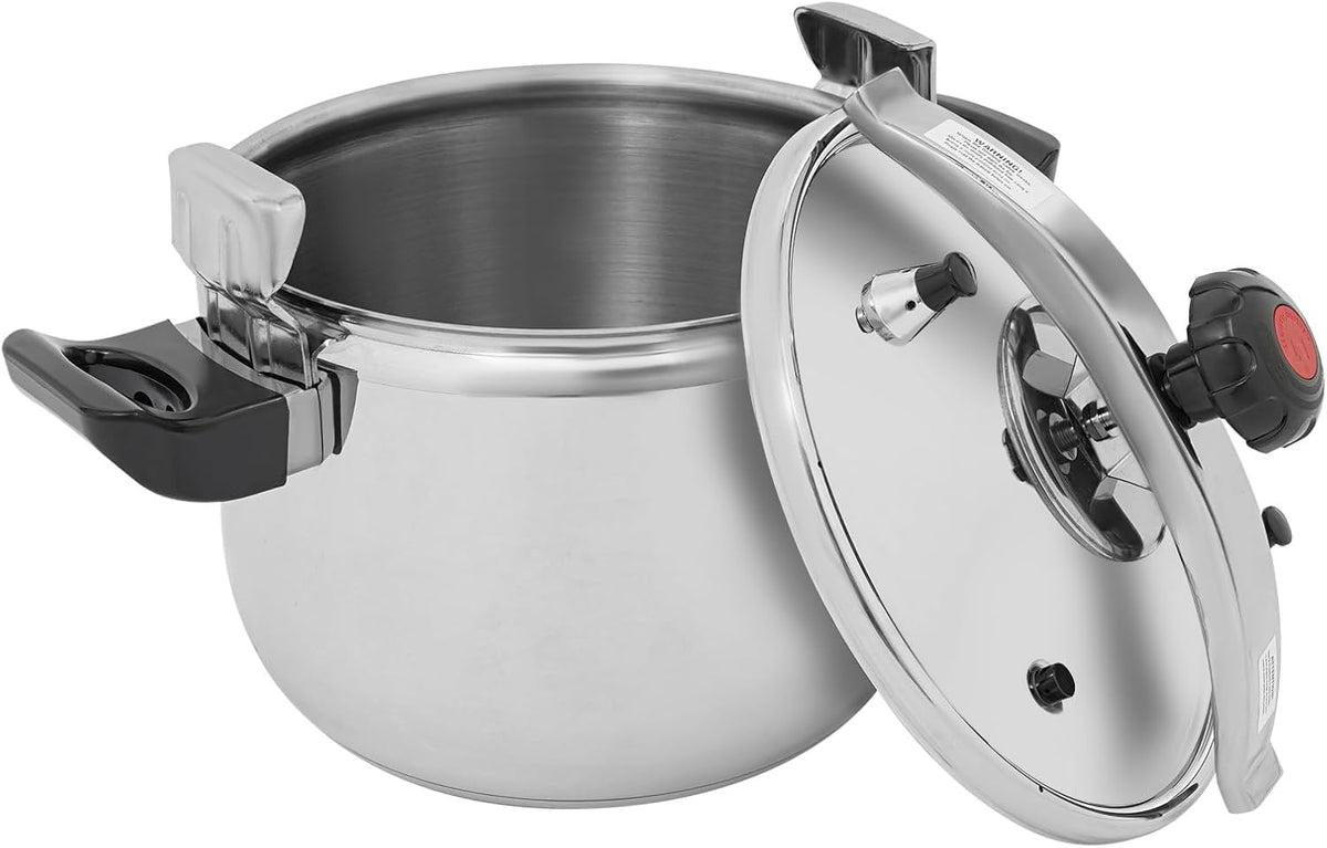 27.5 Quart Pressure Cooker Stainless Steel Pressure Canner, Large Capacity, Commercial Pressure Cooker Clamp On Type, Double Valves for Family or Commercial Use