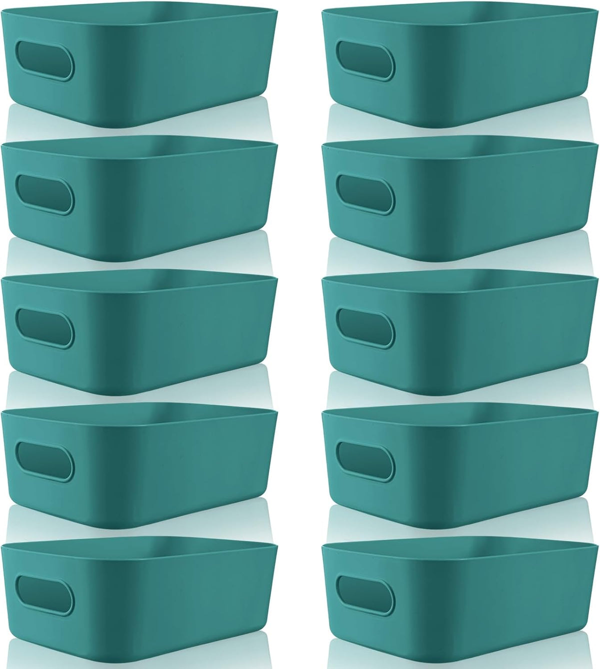 Zopeal Plastic Storage Bins 10 Pcs Green Pantry Organizer Bins Small Baskets Storage Containers for Home Kitchen (8 x 5.7 x 3 Inch)