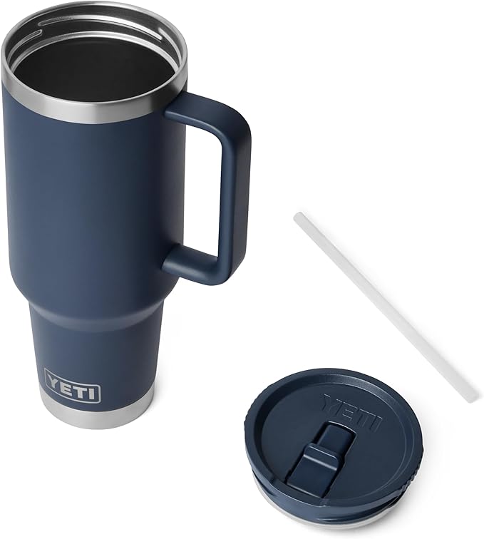 YETI Rambler 40 oz Travel Mug with Flip Straw Lid – Stainless Steel, Vacuum Insulated, Leakproof, Cup Holder Friendly