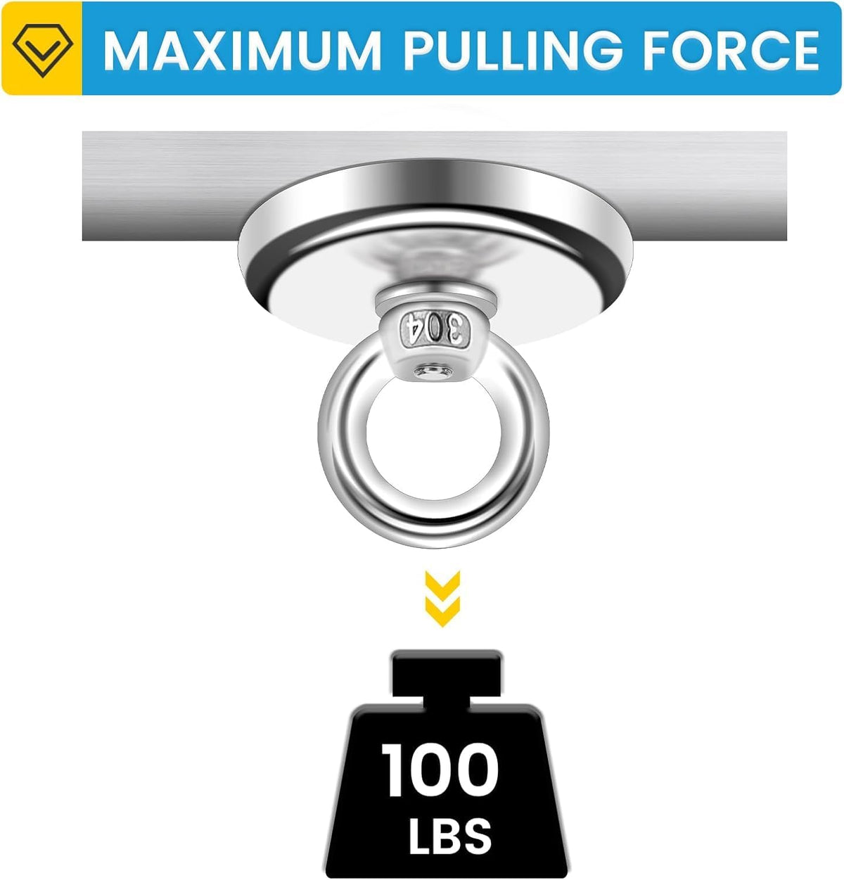 Magnetic Hooks, 100 LB（45KG） Heavy Duty Magnetic Hooks with Countersunk Hole Eyebolt, Perfect for Home, Kitchen, Workplace, Office and Garage, Pack of 50