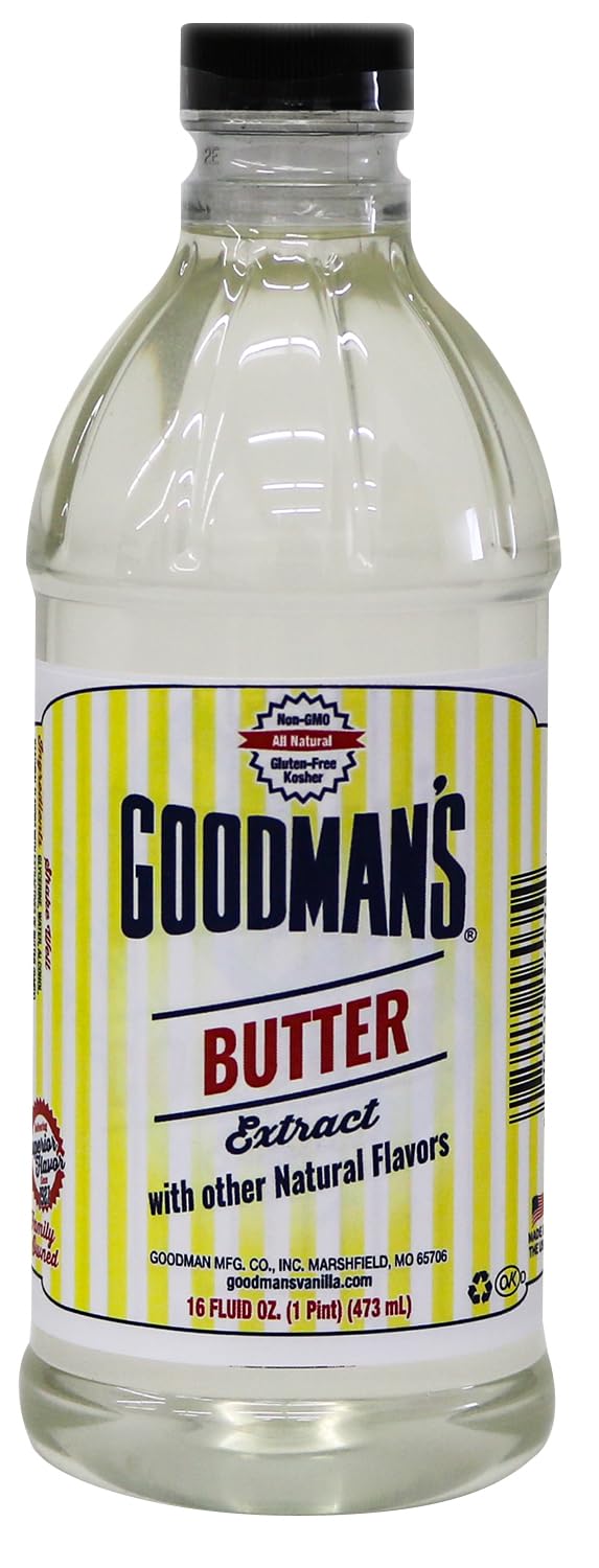 Goodman's Butter Extract - Gluten-Free, Non-GMO, Low Carb & Calorie, No Artificial Color - Safe for Dairy Sensitivities, Ideal for Baking - 1 Pint