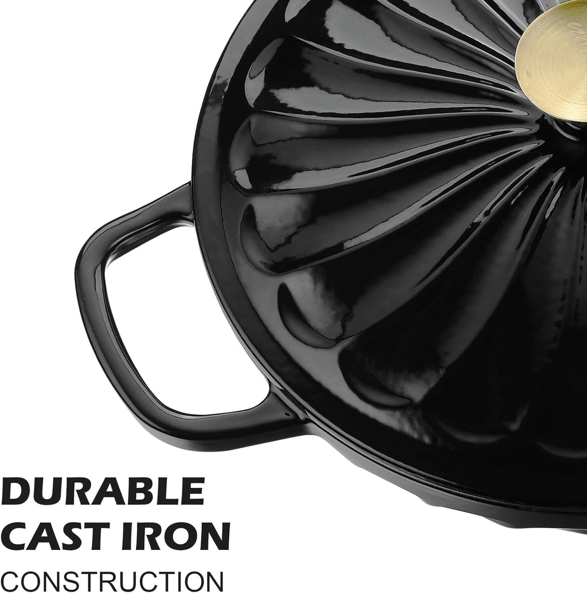 Enameled Cast Iron Braiser, 3.8 Quart Enamel Dutch Oven with Handles, Cast Iron Braiser Pan with Lid,Enameled Cookware (Black)