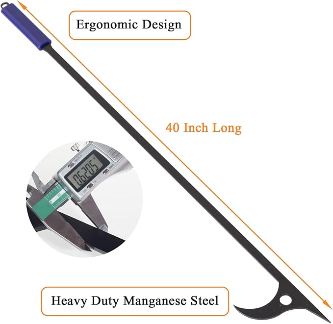 40" Fire Log Tongs Firewood Grabber and Fire Poker Set,Large Fire Pit Tool Outdoor/Indoor Bonfire Campfire Backyard Deck Camping Log Grabber Rustproof Safely Moves Firewood