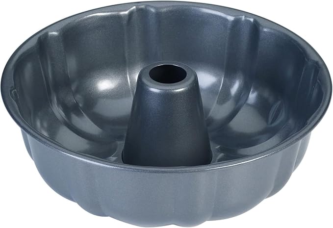10-Inch Nonstick Cake Pan, Fluted Tube Pan for Pound Cakes, Muffins, Angel Food Cake, Coffee Cake, and More – Easy Release, Dishwasher Safe, Oven Safe, Heavy Duty