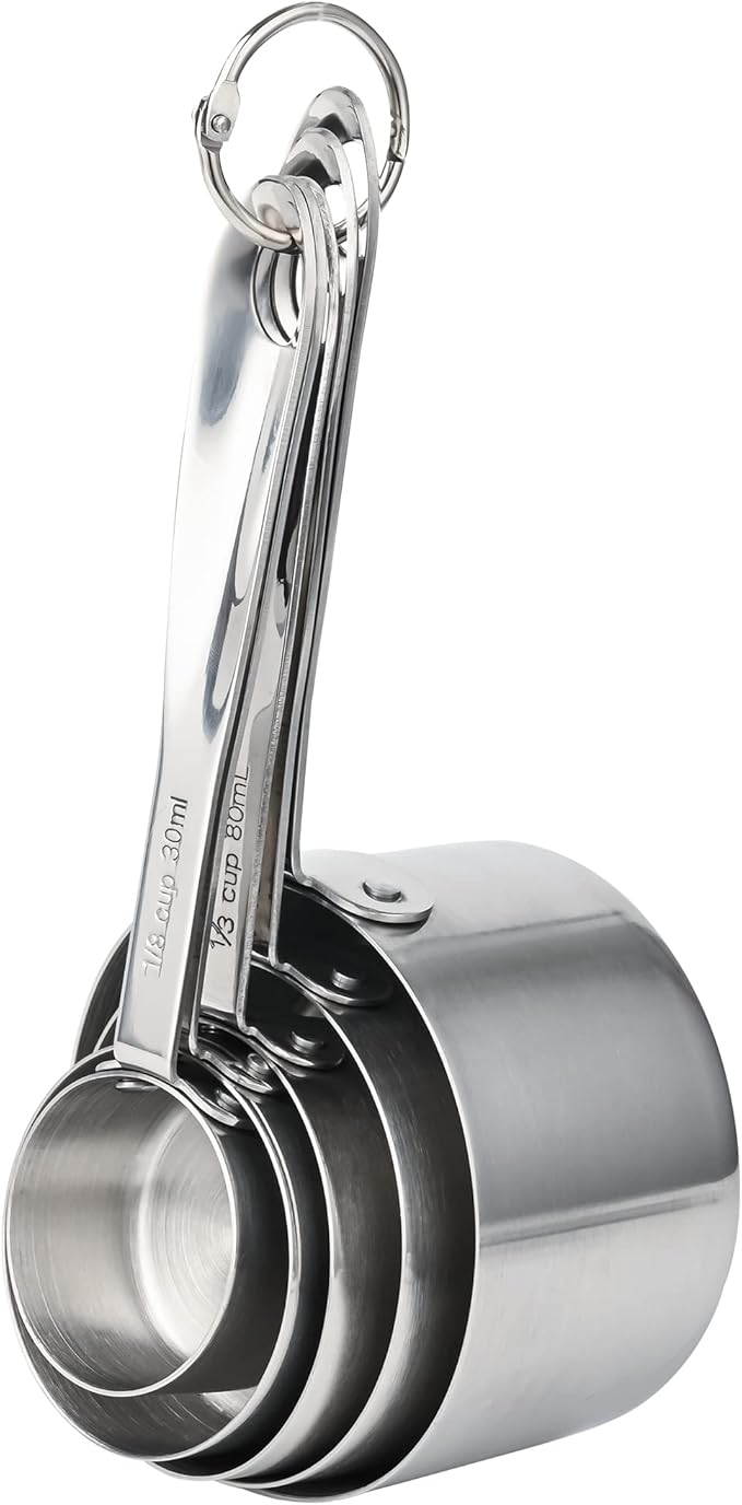 Stainless Steel Measuring Cups and Spoons Set of 12, 5 Dry Measuring Cups and 6 Measuring Spoons With Leveler for Kitchen