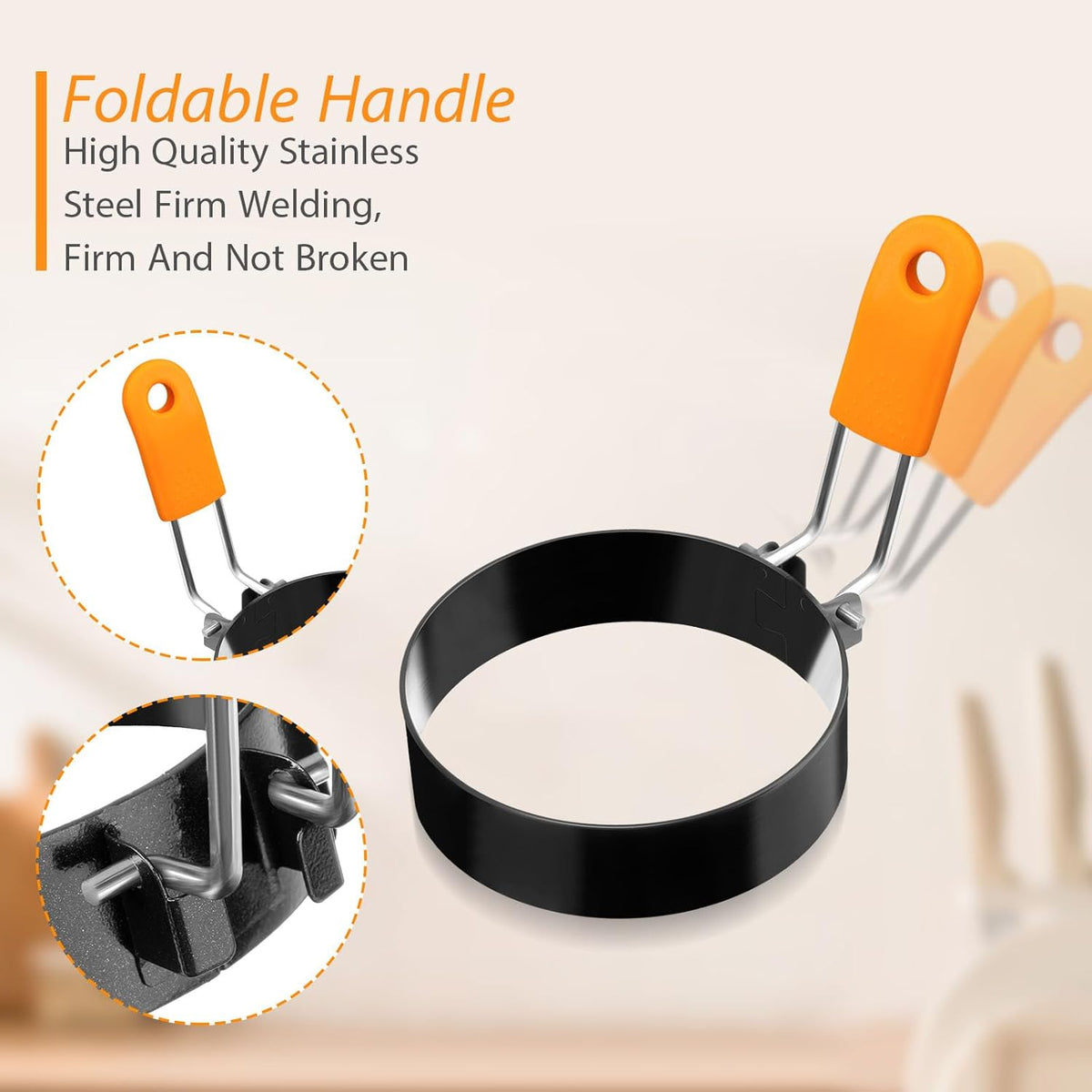 Yaomiao 12 Pcs Egg Rings for Frying Eggs Nonstick Pancake Mold Stainless Steel Egg Mold Portable Round Shaper with Handle for Cooking Griddle Camping Breakfast(3 Inch, 4 Inch, 6 Inch, 8 Inch)