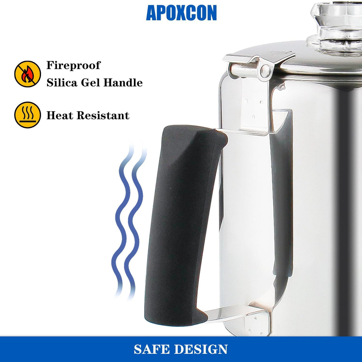 Multi Use Percolator Coffee Pot Stainless Steel Stove Top Coffee Maker with Two Tough Borosilicate Glass Knob Silica Handle Camping Coffee Pot Using on Campfire Stove & Induction Cooker Silver 6 Cup