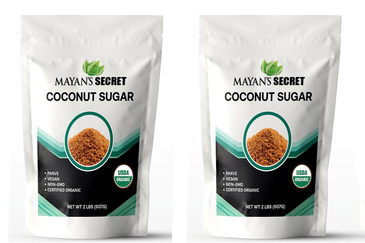 Mayan's Secret 2 lbs USDA Certified Brown Coconut Sugar Organic for Baking - Low Glycemic | Unrefined | Trace Minerals (1 Pound (Pack of 2))