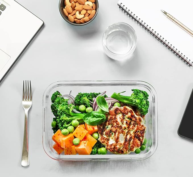 M MCIRCO 30 Pieces Glass Food Storage Containers with Upgraded Snap Locking Lids,Glass Meal Prep Containers Set - Airtight Lunch Containers, Microwave, Oven, Freezer and Dishwasher Friendly, Red