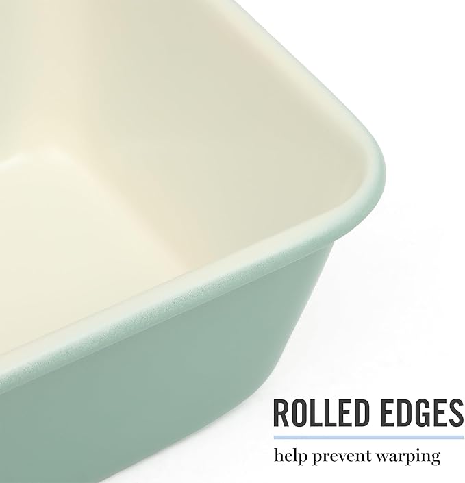 Martha Stewart Gallen 9-Inch Nonstick Carbon Steel Loaf Pan – Teal, Durable Bakeware for Even Baking and Easy Release