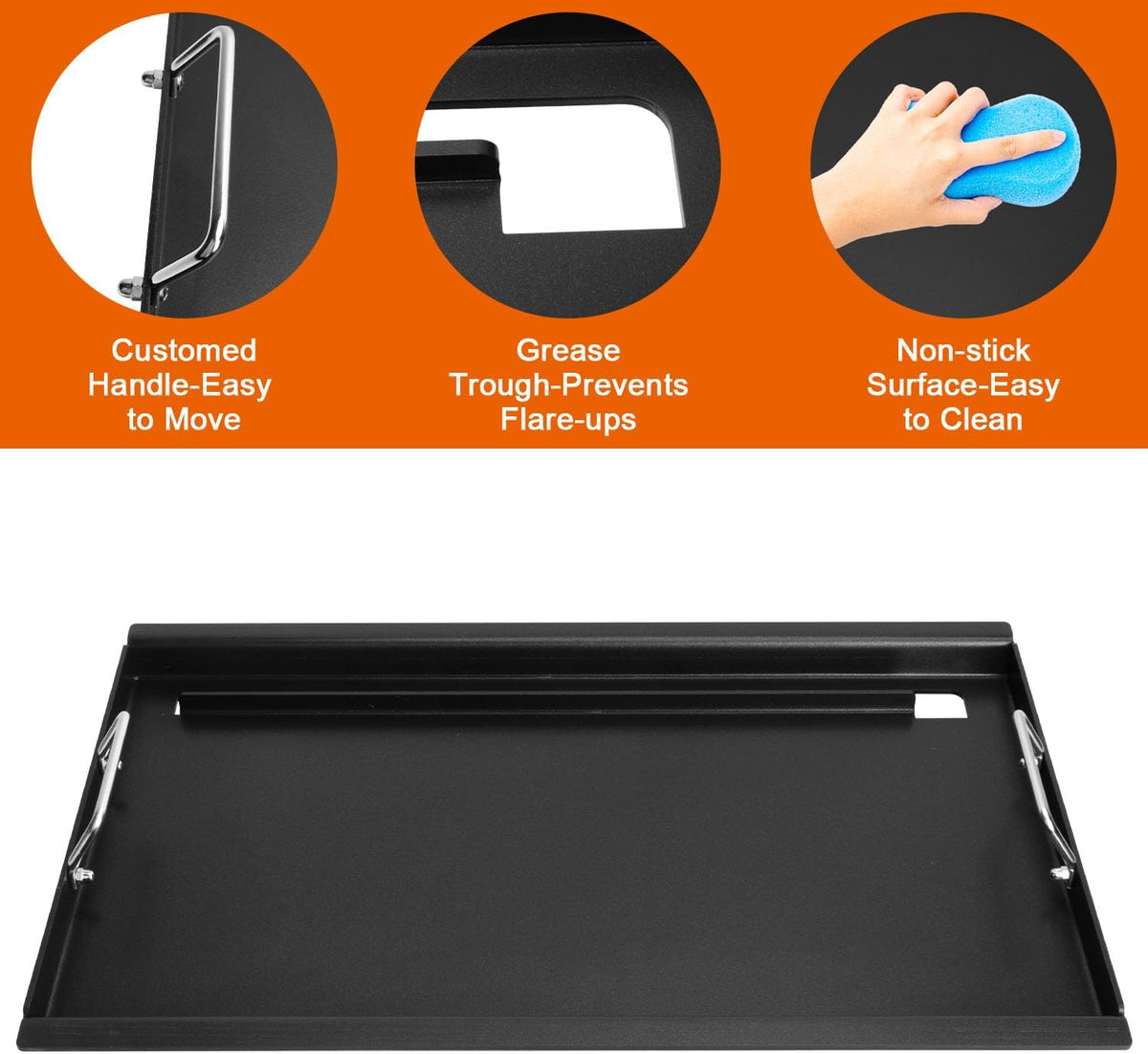 Full-Size Griddle Inserts for Charbroil Performance 5 Burner, Flat Top Griddle for Charbroil Grill 463275517 463243518 463243519 463275717 463372017 463348017, Replace for G470-0002-W1 G470-0003-W1
