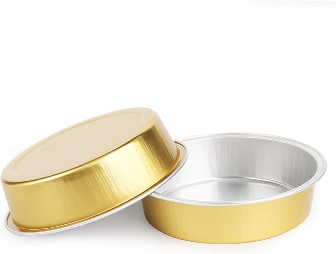 Beasea Disposable Pie Tins 4 Inch, 50 Pack Mini Tart Pans with Lids, 8 Oz Golden Aluminum Pie Pan Tin Tart Pans Round Oven Baking Mini Cake Pan for Pie Tart Quiche