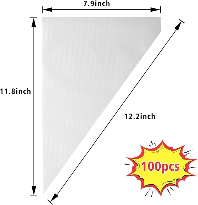 Piping Bags,100pcs 12 Inch Anti Burst Disposable Cake Decorating Bags,Non-Slip Pastry Bags-Ideal for Cakes,Cream Frosting and Cookie Decorating