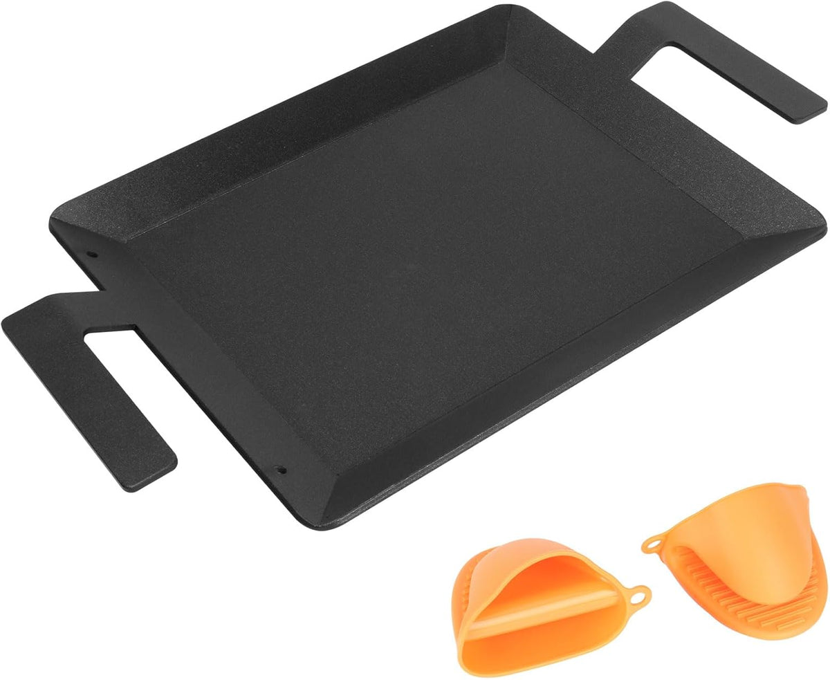 Carbon Steel Griddle - Professional Cookware Griddle Pan for Induction, Stove Top, Gas Grill, Cooktop, Electric and more, 17" x 10" NonStick Flat Top Griddle Plate Skillet, Indoor/Outdoor Use