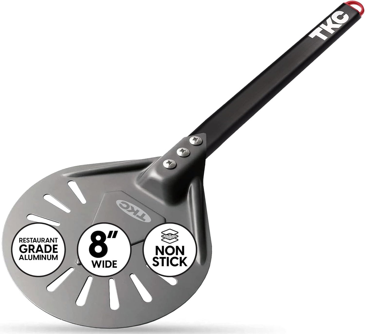 TKC Perforated Pizza Peel Bundle with 14 Inch XL Peel and 8" inch Pizza Turning Peel - Commercial Grade Pizza Spatula - Fits all 16 inch Pizza Ovens