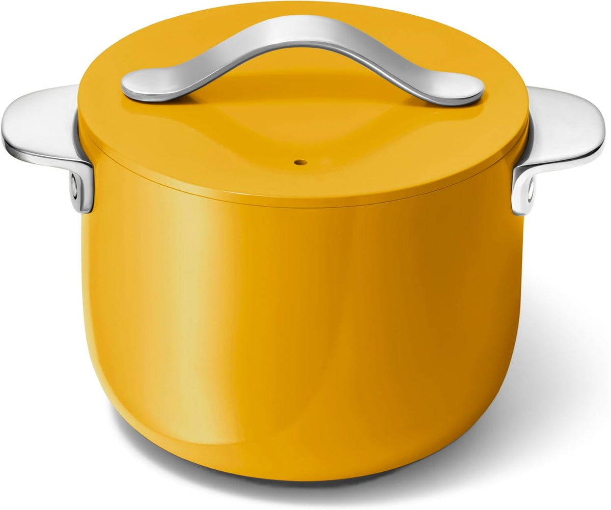 Caraway Petite Cooker - 2 Qt Ceramic Coated Pot - Free From Forever Chemicals - Perfect for Rice, Grains, or Sauces - Marigold