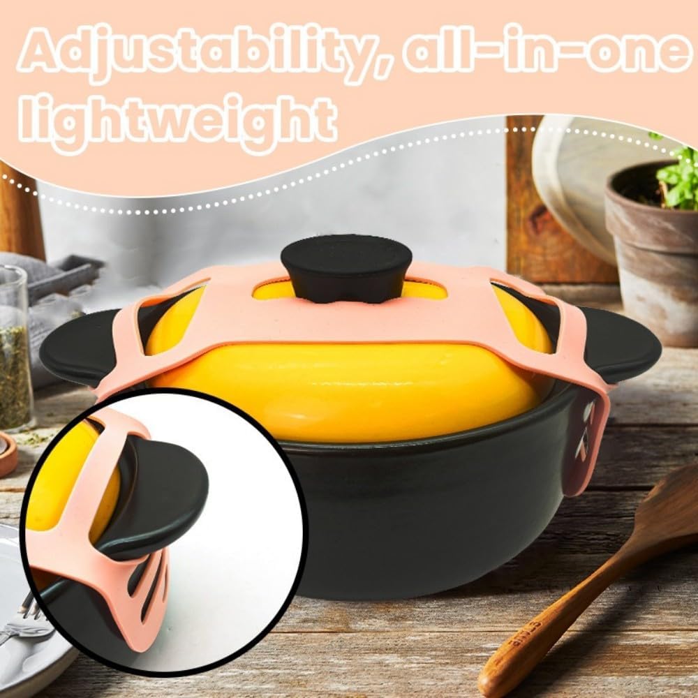 Silicone Lid Lock Strap for Crockpot Slow Cooker (6/7/8 Quart) - Universal Crockpot Lid Holder & Rubber Strap Alternative | Heat-Resistant, No-Spill Design Transport Accessories (Pink 2PCS)