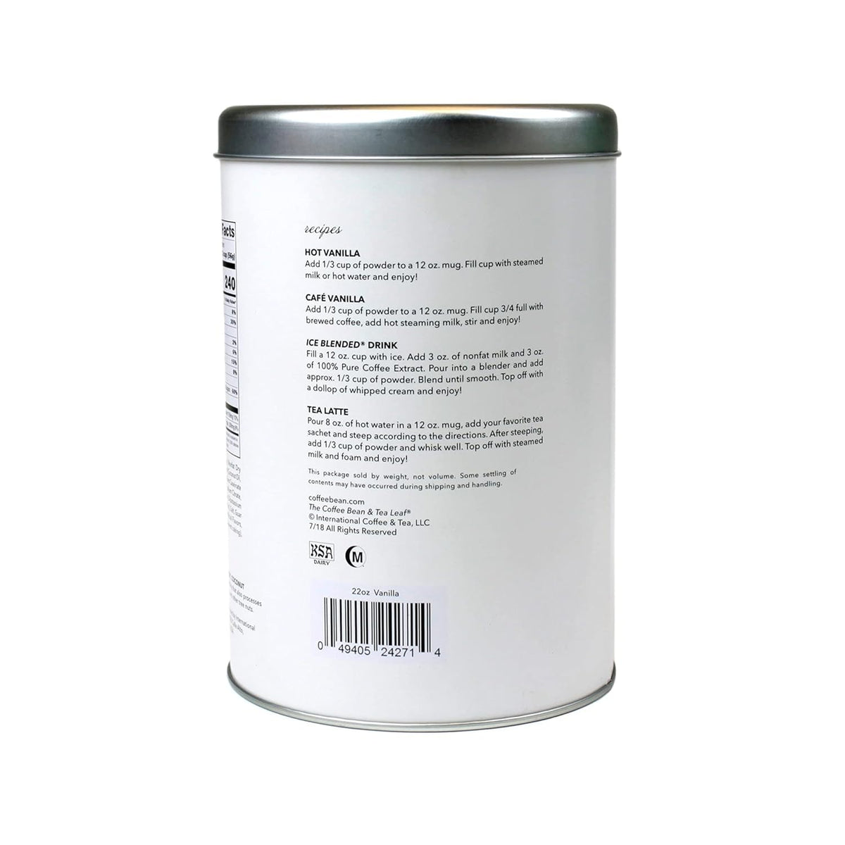 The Coffee Bean & Tea Leaf, French Deluxe Vanilla Powder, Coffee and Drink Powdered Creamer, 22 Ounce Container