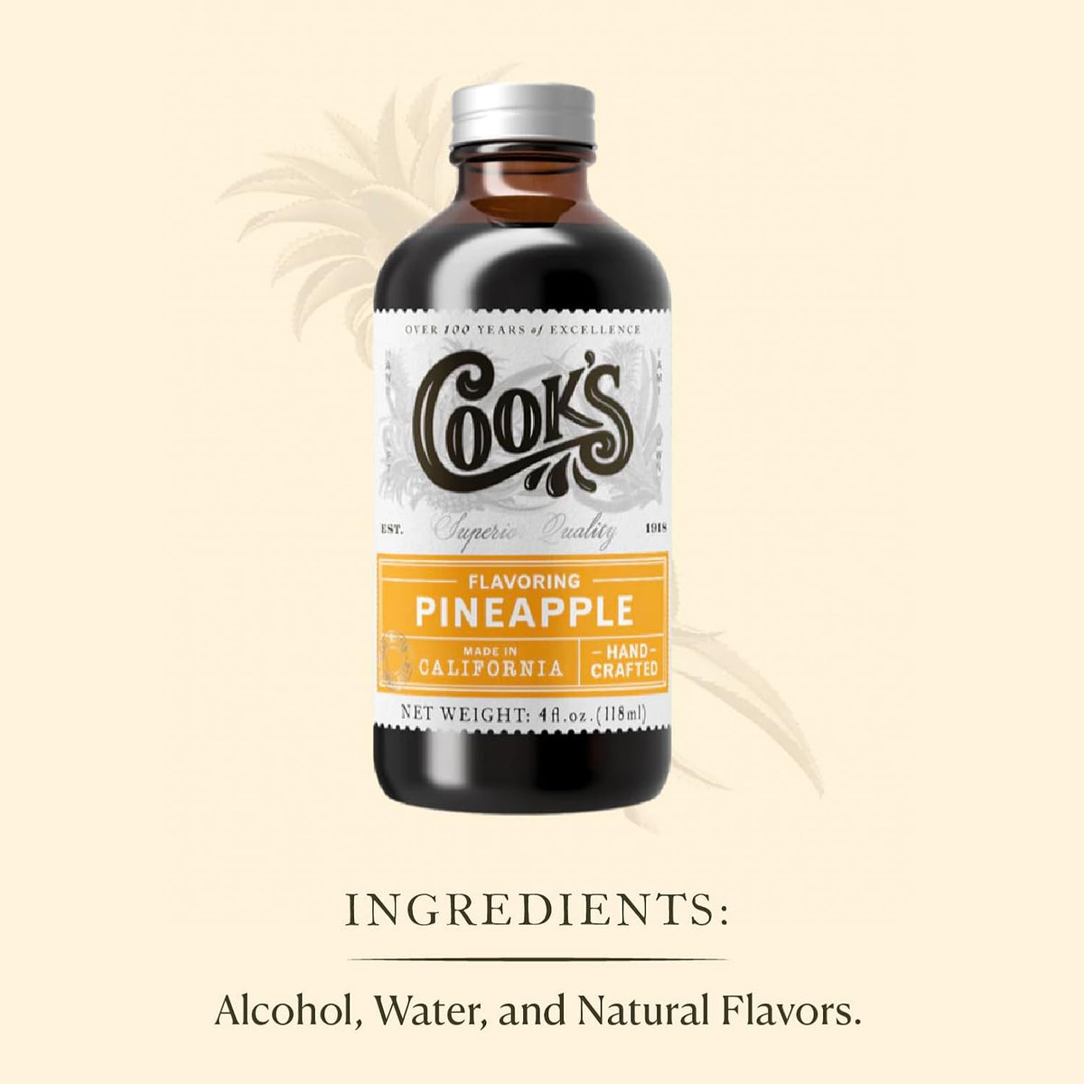 Cook's, Pineapple Flavoring for Baking, Candies, Cakes, Smoothies, Beverages, 32 oz