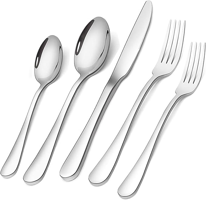 Silverware Set, Briout Flatware Set Service for 4 Stainless Steel Cutlery Set 20 Piece Include Upgraded Knife Spoon Fork Mirror Polished, Dishwasher Safe