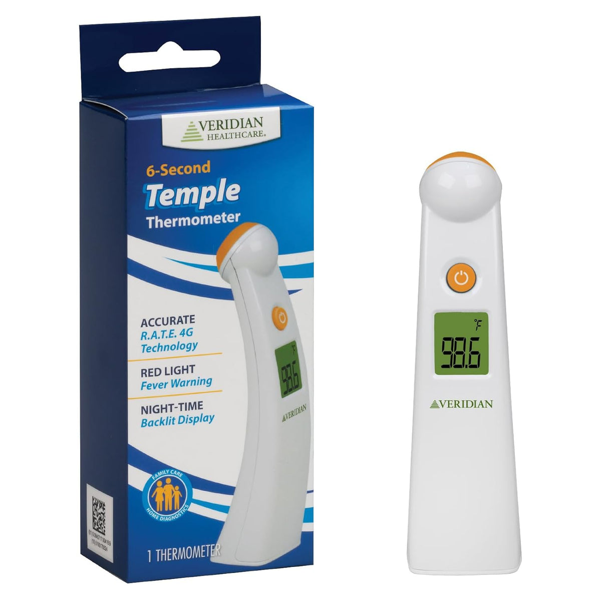 Veridian Temporal Contact Thermometer LCD Display 09-330 1 Each