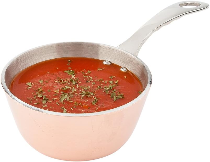 Restaurantware 7 Inch x 3.4 Inch Small Saucepan 1 Round Small Pot For Cooking - With Handle Stain Resistant Copper Stainless Steel Kitchen Saucepan Dishwasher Safe For Sauces Creams Or Dips