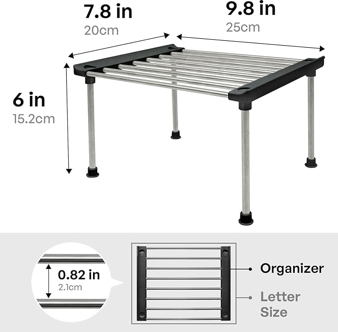 carrotez Cabinet Organizer Shelf, Set of 2 Stackable Kitchen Counter Shelves, Kitchen Cabinet Organizers and Storage, Pantry Storage Shelf Organizer, 9.8 x 7.8 x 6.1 - Black