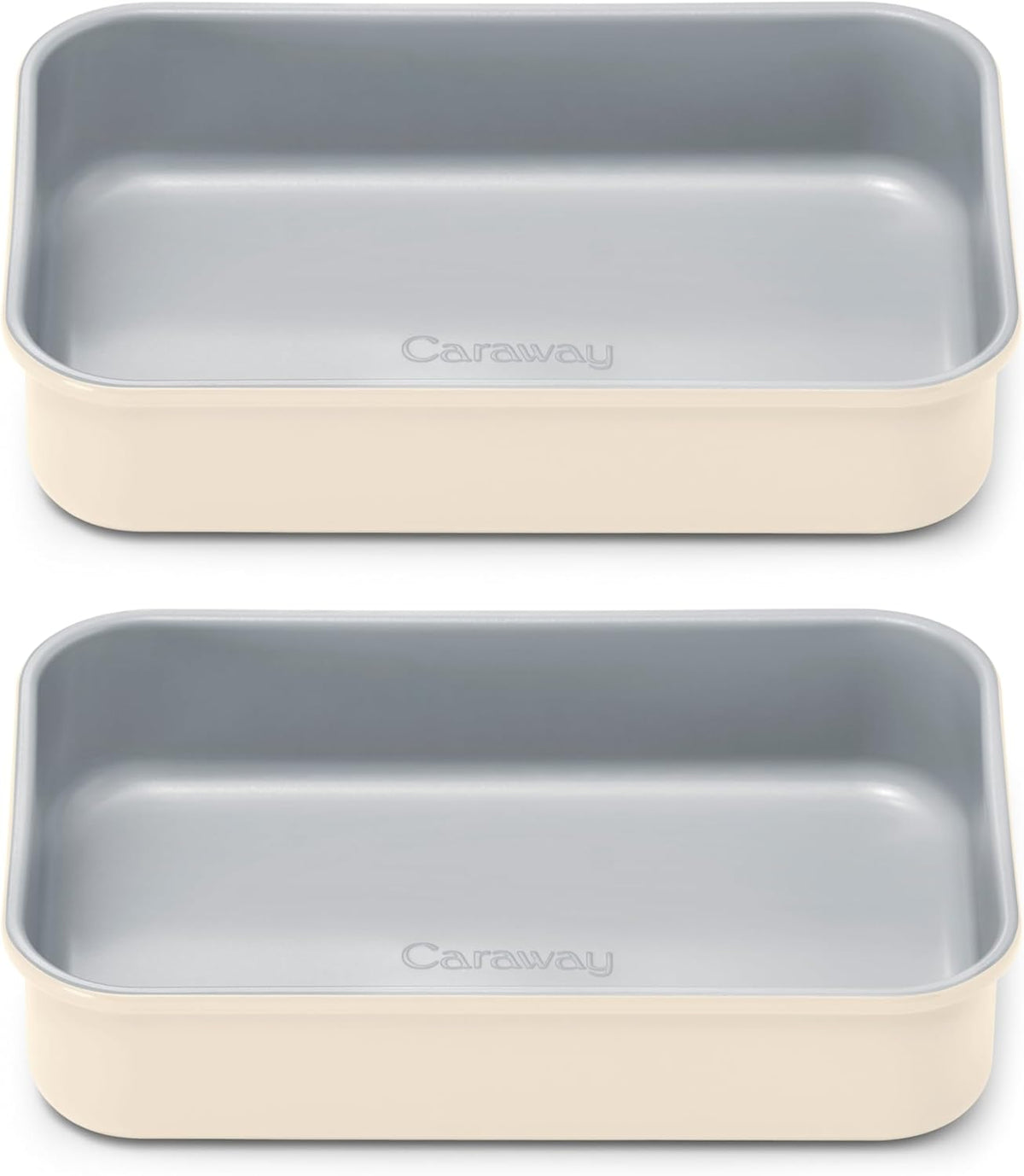 Caraway Nonstick 9” x 6.5” Small Rectangle Baking Pan Duo – Non-Toxic, PTFE & PFOA Free – Aluminized Steel Core – Deep Ceramic Baking Pan for Casseroles, Lasagna & More - Cream