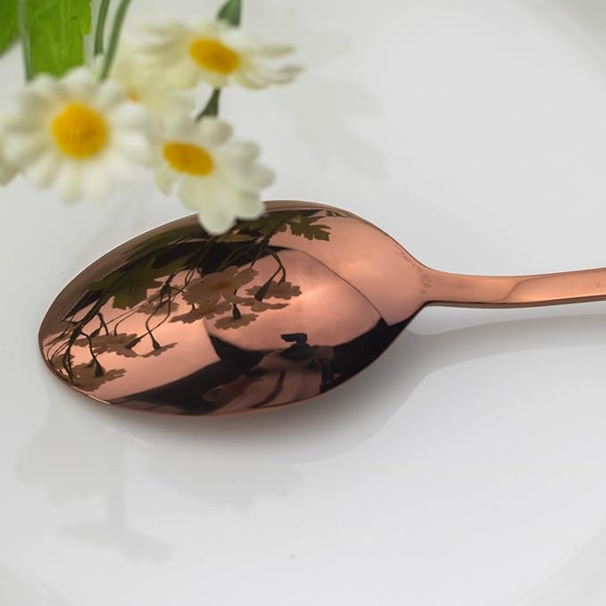 Alata Kate Rose Gold Mirror 40-Piece Silverware Set,Service for 8,Stainless Steel Flatware Set,Mirror Cutlery Set,Dishwasher Safe