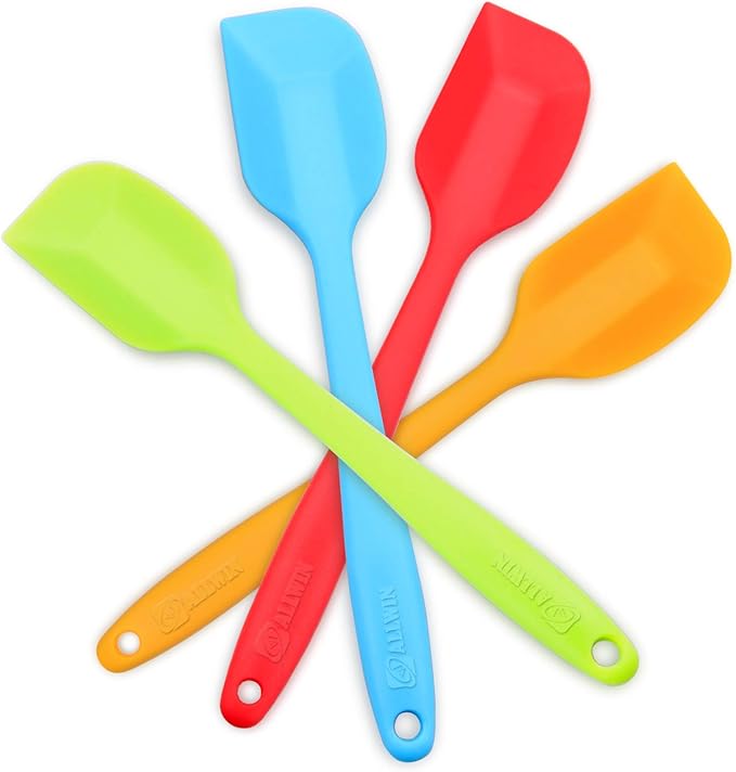 Silicone Spatula 4-piece Set, Heat-Resistant Spatulas, Non-stick Rubber Spatulas with Stainless Steel Core