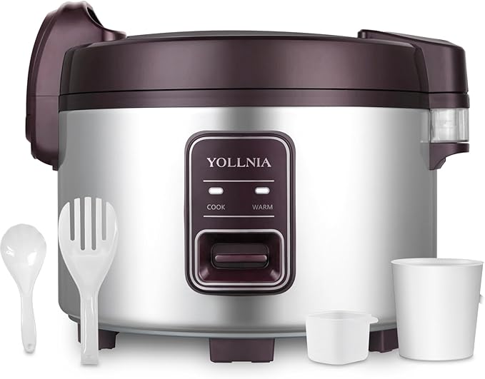 Commercial Rice Cooker & 45 Cups (Cooked) Large Cooker Rice | 8.17Qt Rice Warmer Commercial | 1200W Fast Cooking Electric Rice Cooker for Restaurant | Auto Keep Warm | Non-Stick Inner Pot