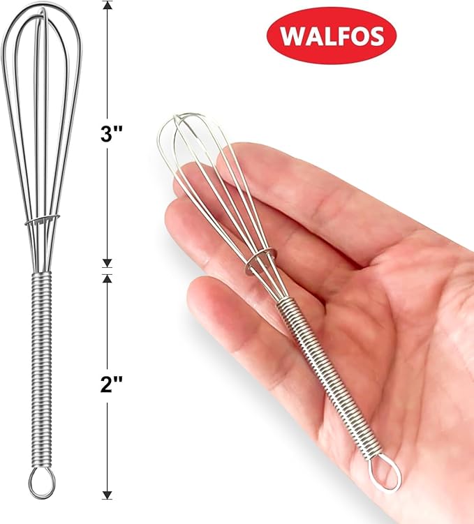 Walfos Mini Whisks, Small Whisk Bulk 304 Stainless Steel 6 Pieces, 5 Inch Tiny Whisk For Whisking, Beating Eggs, Mixing Sauces, Blending Ingredients