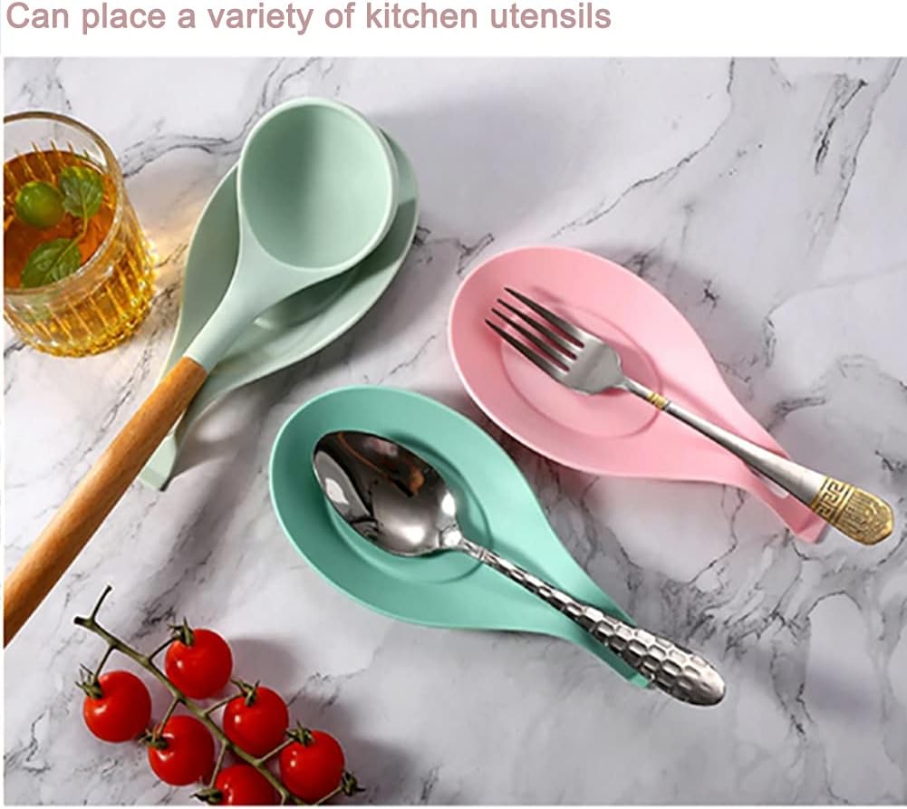 4-PACK Silicone Spoon Rest for Kitchen Counter, Kitchen Gadgets Organizer Kitchen Spoon Holder, Almond-Shaped Cooking Spoon Holder for Stove Top for Countertop