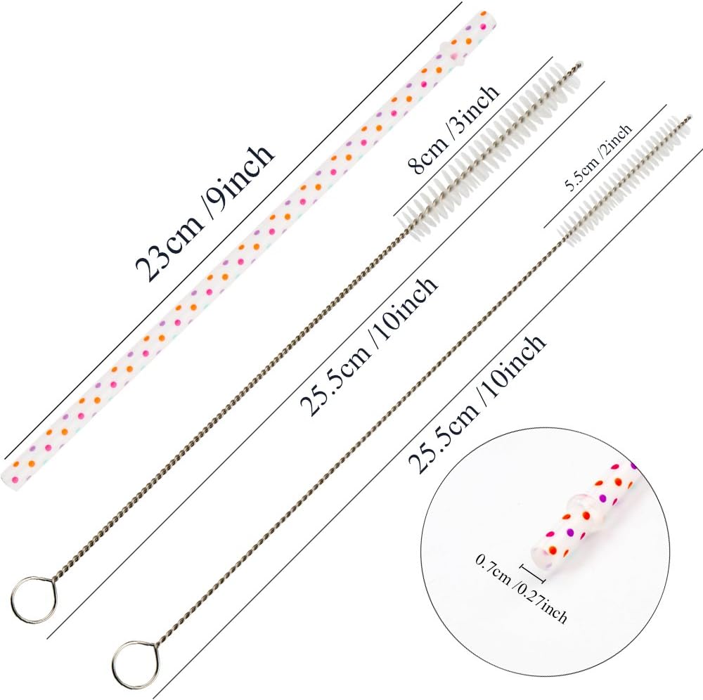 50 Pack Reusable Straws, BPA-Free, 9" Colorful Hard Plastic Stripe Drinking Straw for Mason Jar Tumbler, Family or Party Use with Cleaning Brush
