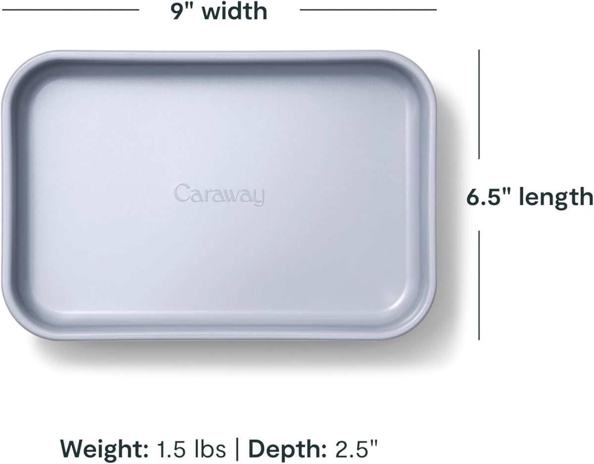 Caraway Nonstick 9” x 6.5” Small Rectangle Baking Pan Duo – Non-Toxic, PTFE & PFOA Free – Aluminized Steel Core – Deep Ceramic Baking Pan for Casseroles, Lasagna & More - Gray