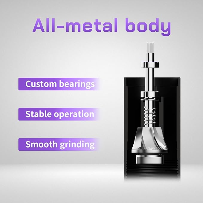 MAVO Manual Coffee Grinder, Shadow Wand Hand Coffee Grinder, Capacity 25g with CNC Stainless Steel Pentagon Conical Burr, Adjustable Setting, Burr Coffee Bean Grinder for Pour Over, Espresso (Silver)
